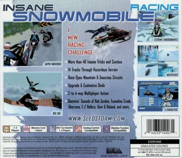 Sled Storm (US) box cover back